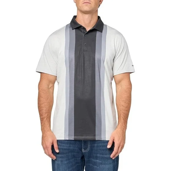 Ben Sherman Golf Men's Vertical Stripes Sports Fit Polo Black White Grey Men's L - Picture 3 of 9